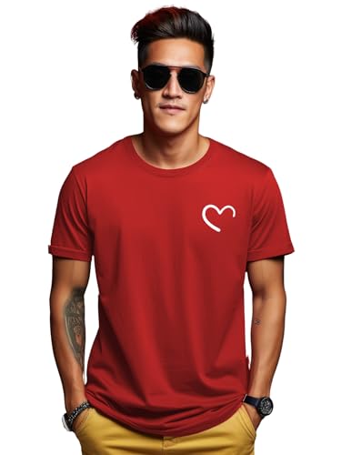 ADRO Men's Solid Regular Fit T-Shirt (RN24-STICK-HALF-RD_Red