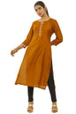 Soch Womens Mustard Silk Blend Straight Kurta With Sequin Details