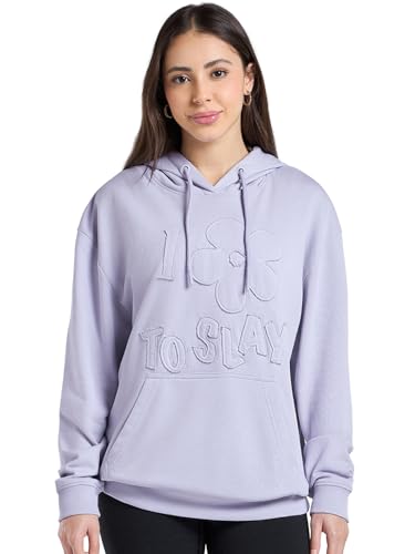 Bewakoof WomenS Applique Oversized Fit Full Sleeve Polycotton Hoodies_682775_Purple_2Xl