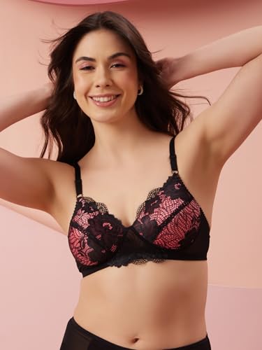 Clovia Womens Net Non Padded Wire Free Full Coverage Bra Black