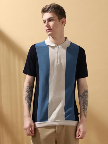 Dennis Lingo Men Regular Fit Navy Blue Half Sleeves Cotton T-Shirts