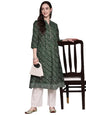anubhutee Women's Cotton Green Ethnic Motifs Printed A-Line Kurta