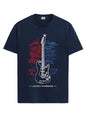 ADRO Guitar Design Printed T-Shirt for Men - 100% Cotton, Regular Fit, Soft Breathable Fabric | RN23-M-GTR-NB-XL Navy Blue