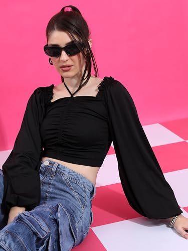 Ketch WomenS Regular Fit Tops (Khtp000276_Black
