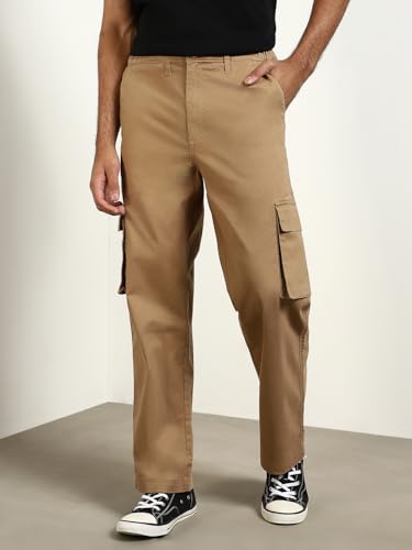 Nobero MenS Straight Sweatpants (1M-Bwcp-R0006-Bl_Tan