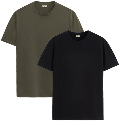 ADRO Mens T Shirts | Solid Tshirts for Men | Pure Cotton Lycra Fabric | 4 Way Stretch Smart tech Tshirt | Pack of 2 Round Neck T