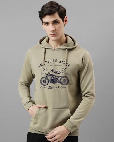 ADRO Men's Printed Hoodie - Cotton, Size 36, Black, Model H24-AME-BL