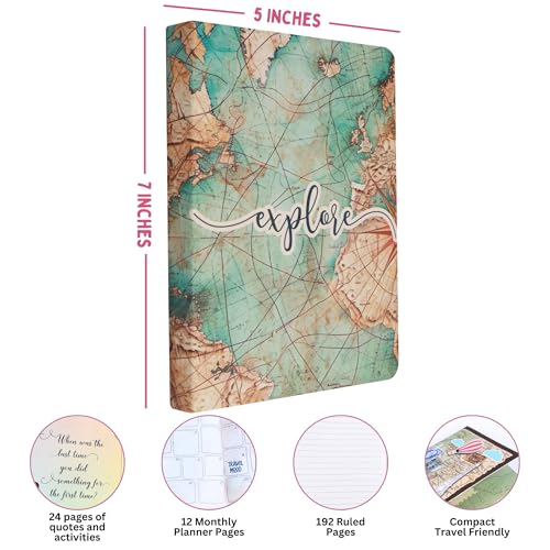 Doodle Travelogue Hard Bound B6 Travel Planner | 24 Monthly Planner Pages | 24 Motivational Quote Pages (5 X 7 Inches, 80 Gsm, 2