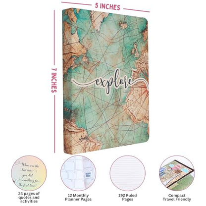 Doodle Travelogue Hard Bound B6 Travel Planner | 24 Monthly Planner Pages | 24 Motivational Quote Pages (5 X 7 Inches, 80 Gsm, 2