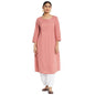 Fabindia Women Neck Woven Cotton Long Kurta Round_Pink
