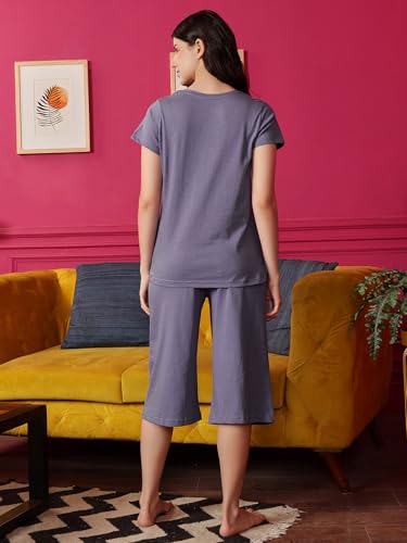 Clovia Night Suits for Women, Night Dresses for Women, Capri Night Suit for Women, Women Night Suit Set, Night Wear for Women, L