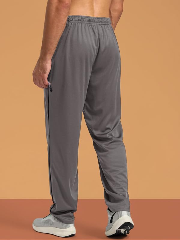 Pinkmint Mens Spandex Track Pant ll Stylish Regulr Fit Track with Side Zip Pocket ll Gym Wear ll Yoga ll Sports (Pack of 1) Gre