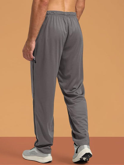 Pinkmint Mens Spandex Track Pant ll Stylish Regulr Fit Track with Side Zip Pocket ll Gym Wear ll Yoga ll Sports (Pack of 1) Gre