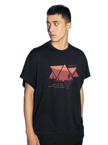 Bewakoof Mens Graphic Printed Cotton Jersey Vest - Square Fit, Round Neck, Half Sleeves_595518_Black_M