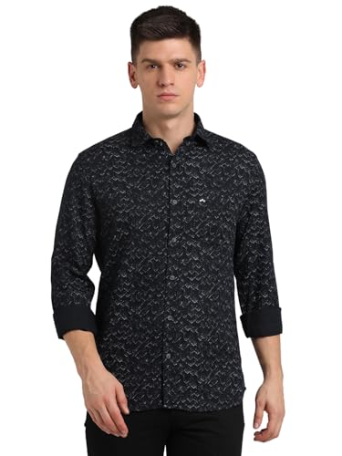 Turtle Men 100% Cotton Slim Fit Black Casual Shirt