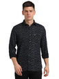 Turtle Men 100% Cotton Slim Fit Black Casual Shirt