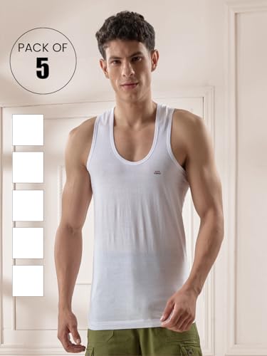 Lux Venus Vest For Men White | 100% Cotton | Pack Of 5