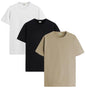 ADRO Mens Solid Regular Fit T-Shirt (RCM3-PLN-BL-BE-WH_Black,Beige,White