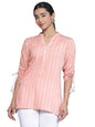 Libas WomenS Cotton Blend Striped Straight Kurti (26903 Peach