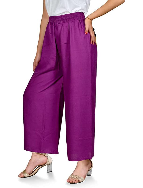 Fashion Gallery WomenS Rayon Relaxed Fit Palazzo Pants With Full Length Pull On Closure And Elasticated Flexible Waist|Palazzo