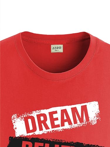 ADRO Men's Solid Regular Fit T-Shirt (RN24-DBA-RD_Red