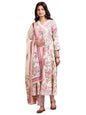 Ishin Floral Printed V-Neck Pure Cotton Kurta With Trousers & Dupatta | Kurta Set For Women | Kurta With Trousers And Dupatta