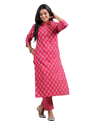 Anubhutee Ethnic Motif Printed Collared Straight Kurta With Trouser Set