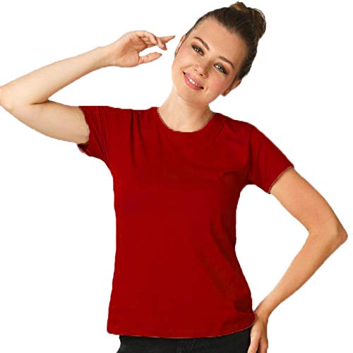 ANNI DESIGNER Womens Red Pure Cotton Regular Fit Half Sleeve Cotton T-Shirt (Girl T Shirt RED_XL)