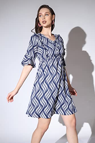 Greciilooks Western Dresses For Women| Crape Western Dress| Flared Dress For Girls| Half Sleeve Western Dress For Women| Dress P