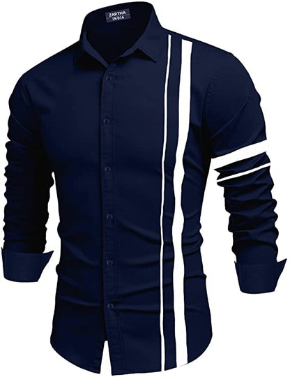 Bellstone Mens Solid Regular Fit Shirt (B-8200_Navy Blue