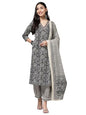 Pinkmint Kalamkari Printed Straight Kurta with Side Pocket Kurta Set Black