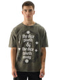 The Souled Store Official Dungeons & Dragons: Dice Give & Take Short Sleeve Round Neck Grey Graphic Printed Cotton Oversized T-S