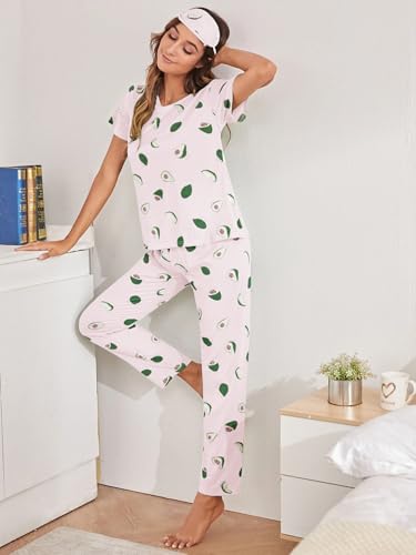 SHIENZY Womens Stylish Avacado Printed Night Suit || T-Shirt & Pyjama for Nightwear Set || Casual Lounge & Sleep Wear for Girls