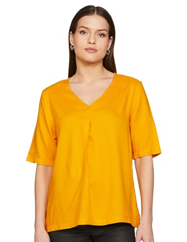 FYLTR Womens Regular Fit Blouse (FYLAW23WB-001_Spicy Mustard