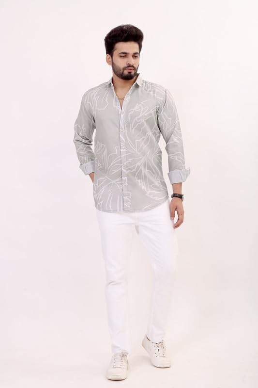 Brown Culture MenS Cotton Blend Abstract Print Shirt With Spread Collared Full Sleeves Standard Length And Button Down Closure