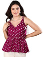 Stylum Womens Bandhej Printed Rayon Short Peplum Top
