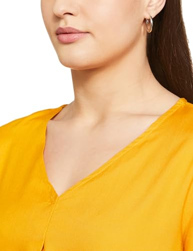 FYLTR Womens Checkered Regular Fit Blouse (FYLAW23WB-001_Spicy Mustard