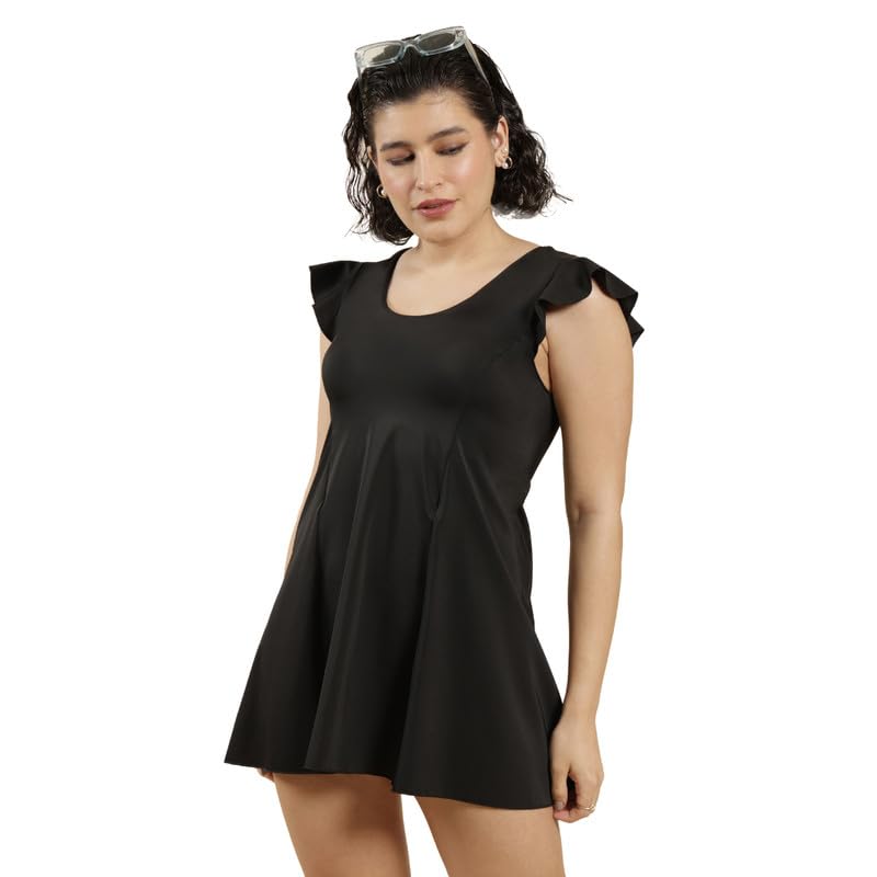 Bliss Swim Dress, Flutter Sleeves, High Back, UPF 40+, in-Built Cups
