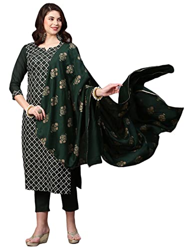 ANNI DESIGNER Cotton Blend Casual Style Women Kurta With Pant & Dupatta