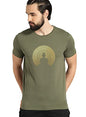 ADRO Men's Budha Gold Printed Cotton T-Shirt (RN23-GL-BUD-OL_Olive_XL)