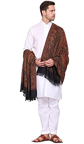 Weavers Villa MenS Paisley Design Woven Poly Wool Blend Gents Shawls, Muffler, Stoles For Men, 100Cm X 200Cm