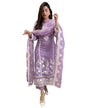GoSriKi Womens Rayon Blend Straight Embroidered Kurta with Pant & Dupatta (Rosewood Purple-GS_M_Purple_Medium)