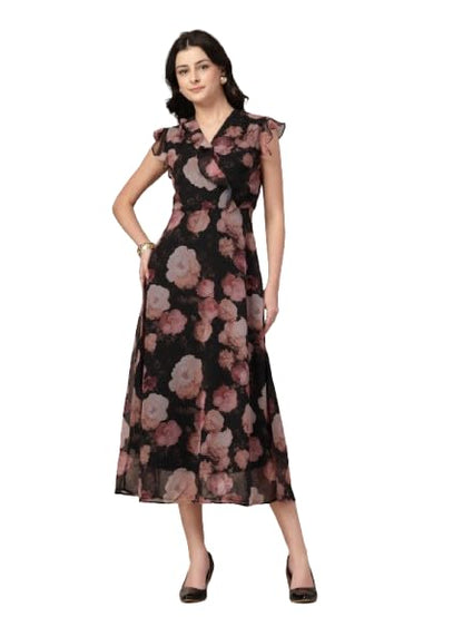 Style Quotient Women Black Printed Maxi Dress
