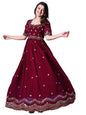 Fashion Basket Georgette Embroidered Long Gown For Women Maroon