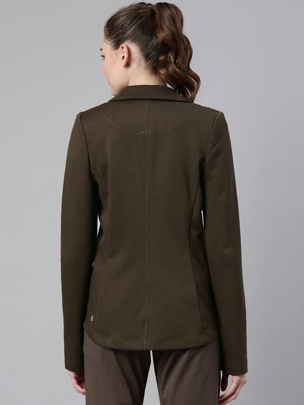 Enamor Athleisure Slim Fit Single Breasted One Button Sporty Blazer for Women with 2 Side Zipper Pockets - A903 | Quick Dry & An