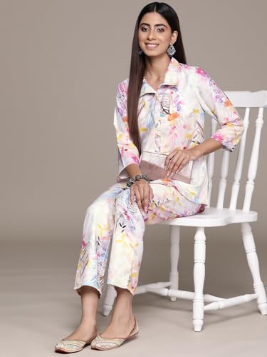 ZIYAA Women Women's Pink Summer Cool A-Line Kurta And Pant Set