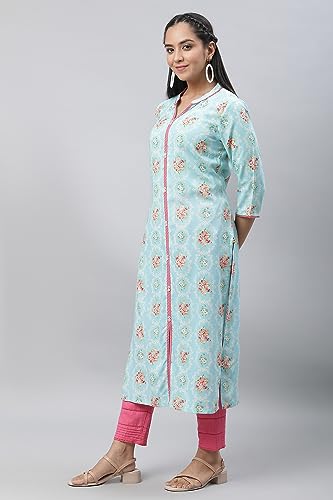 Aurelia Women's Viscose Straight Fit Radiance Floral Printed Kurta
