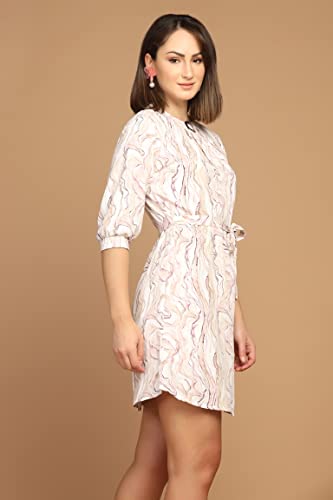 Leriya Fashion Western Dress for Women || Rayon Marble Printed Short Dresses for Women || Front Plated Neck with Buckle || Casua