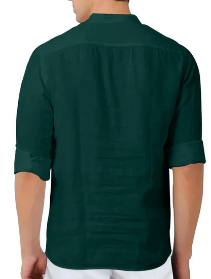 Finivo Fashion MenS Full Sleeve Short Kurta Shirt With A Trendy Mandarin Collar Crafted From A Premium Cotton Polyester Blend G