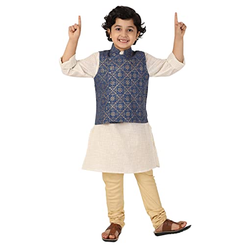 Fabindia Kids Matka Printed Nehru Jacket Silk_6-8Y